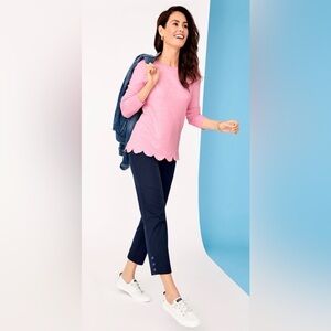 Talbots SCALLOP HEM SWEATSHIRT Size Medium Pink Long Sleeve